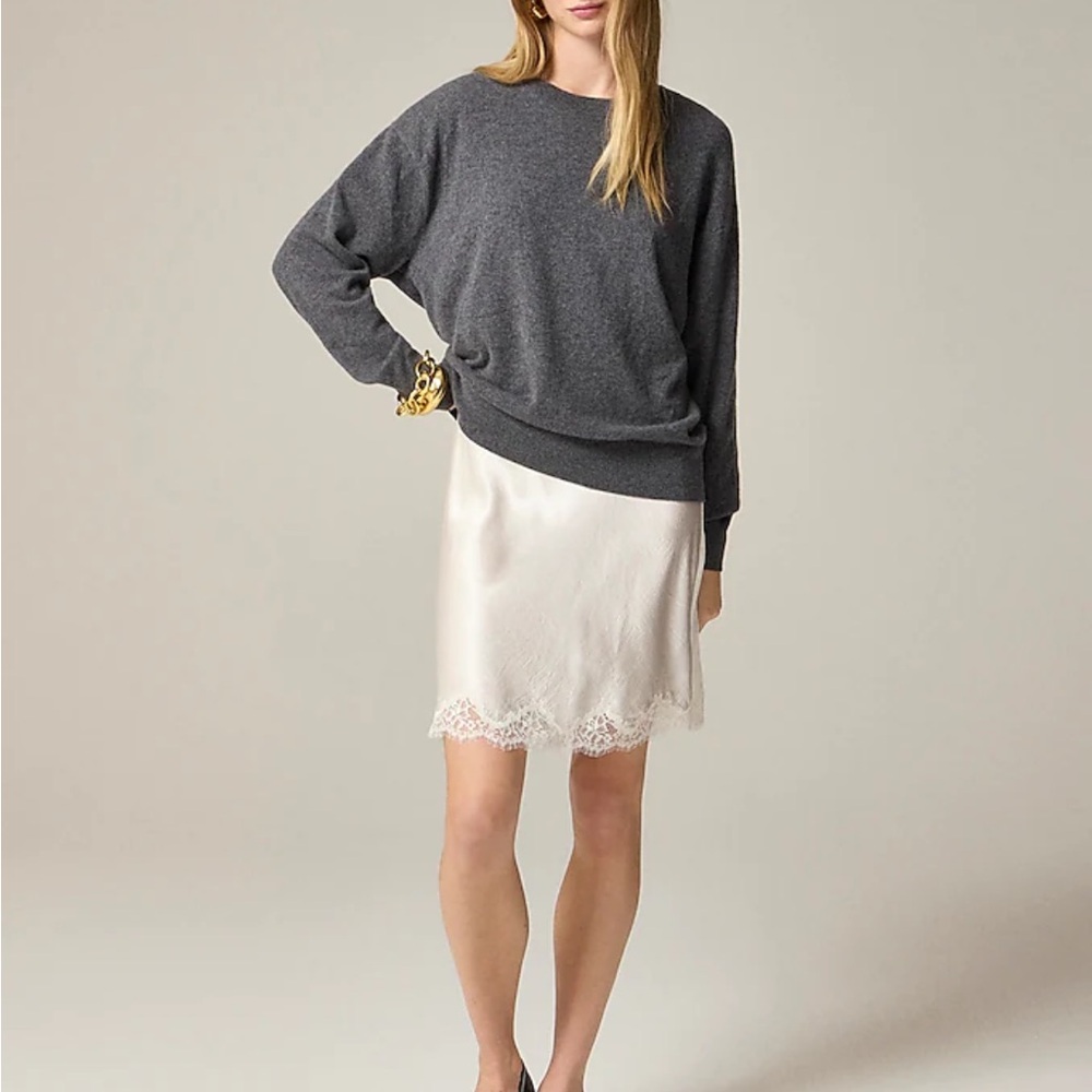J.Crew White Lace Trim Slip Skirt